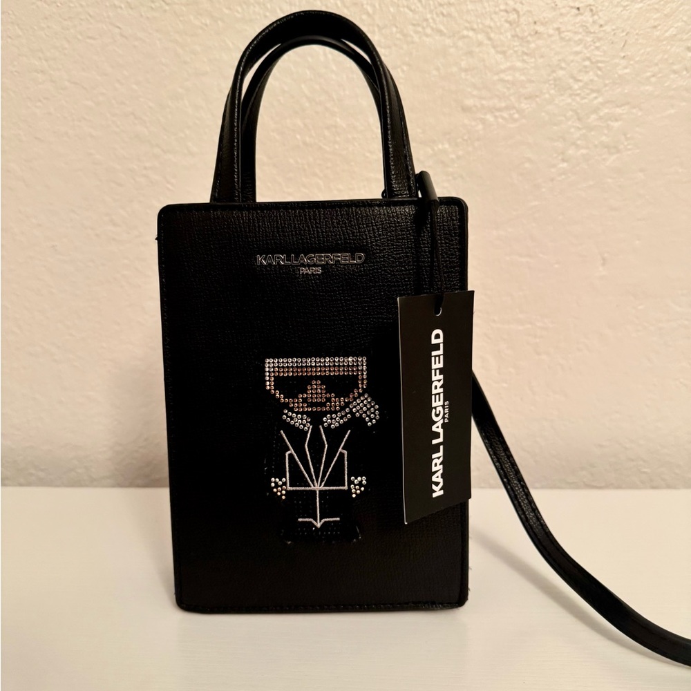 Karl Lagerfeld Black Mini Tote with Iconic Design